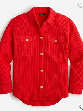 J crew J.Crew waffle knit shirt jacket shacket size medium red gold